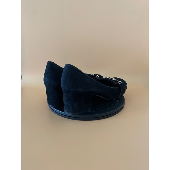 ***SOLD*** Womens Karl Lagerfeld Paris Suede Tassled Block Heels Size 10 Black… - Picture 4 of 5